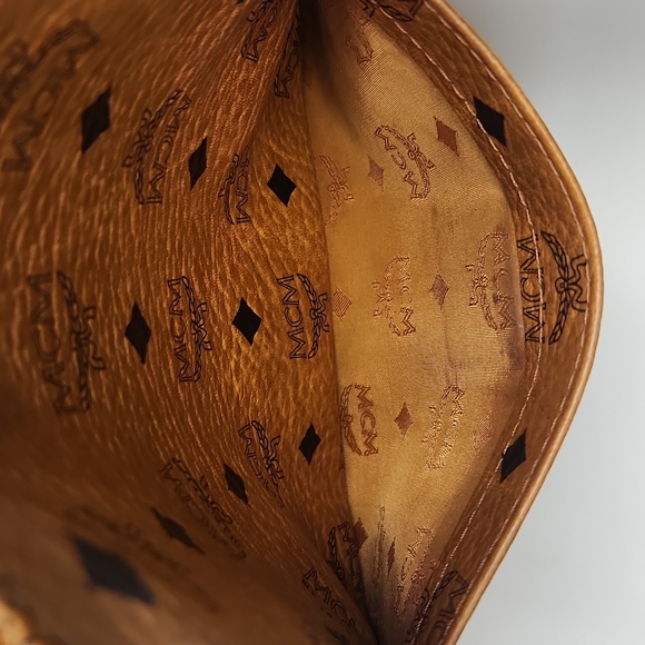 Authentic MCM Monogram Vintage Shoulder Tote Bag Cognac Visetos - Picture 11 of 16